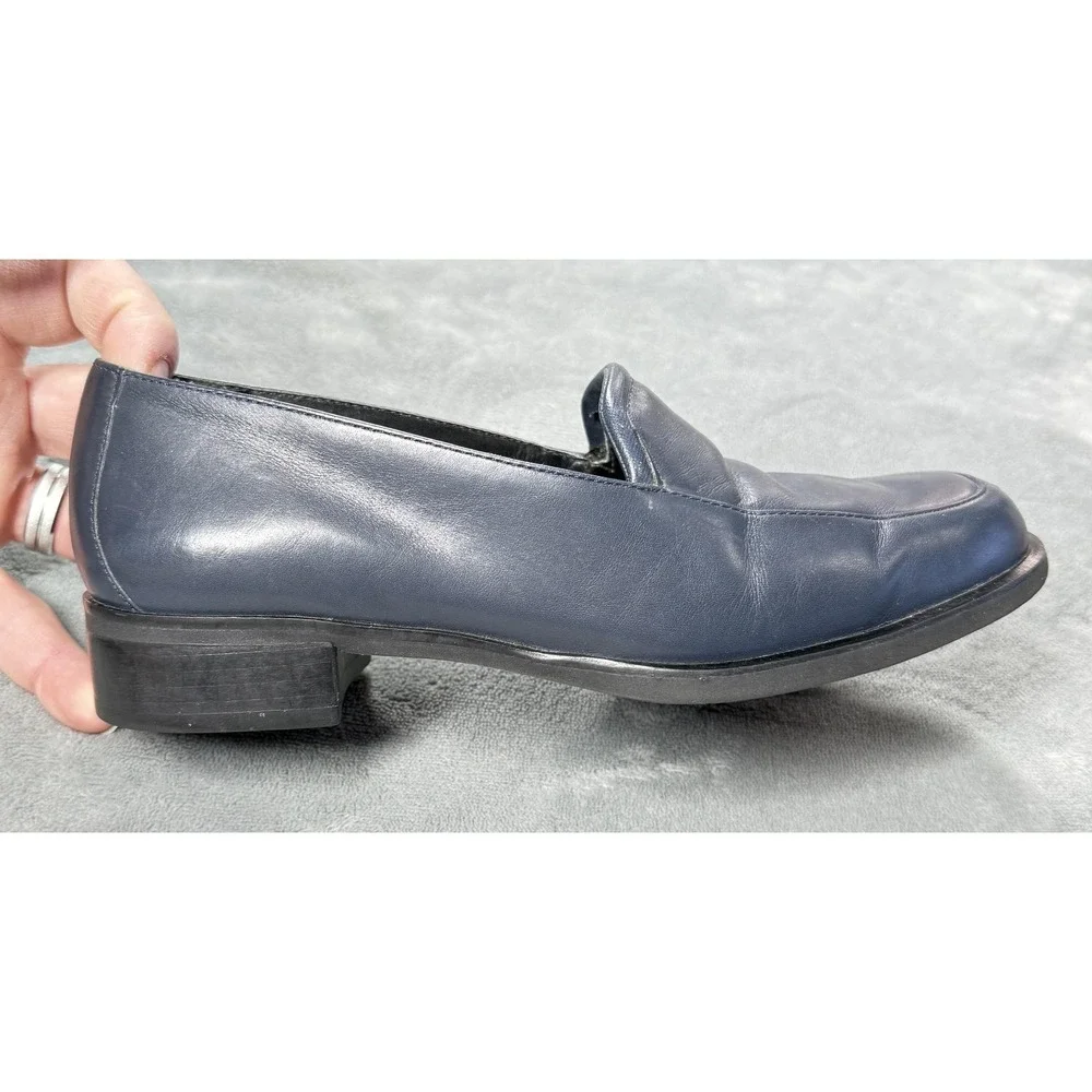 Rockport Shoes Womens Size 5.5 Blue Leather Loafers‎ Slip On Comfort Square Toe